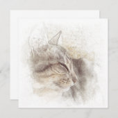 Calm Cat digitale potloodtekening Bedankkaart (Voorkant / Achterkant)