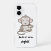 Calm Confidence Monkey – Minimal Phone Case iPhone 16 Hoesje (Achterkant)