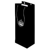 Calm Crown behouden op zwart Wijn Cadeautas (Achterkant Gekanteld)