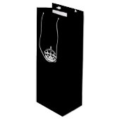 Calm Crown behouden op zwart Wijn Cadeautas (Voorkant Gekanteld)