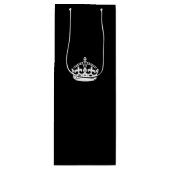 Calm Crown behouden op zwart Wijn Cadeautas (Voorkant)
