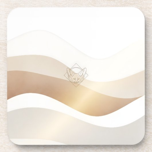 Calm Desert Waves with Fennec Essence | Minimal Se Bier Onderzetter (Voorkant)