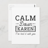 Calm Down Karen Briefkaart (Voorkant / Achterkant)