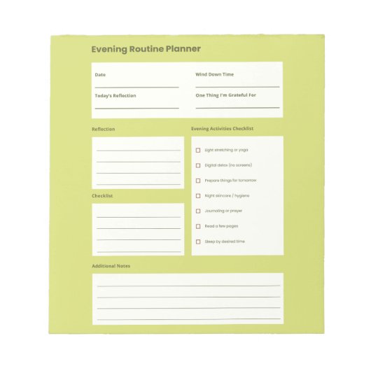 Calm Evening Routine Planner Notitieblok (Voorkant)