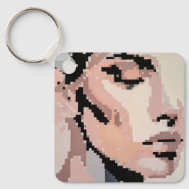 Calm female face in soft pixel tones sleutelhanger
