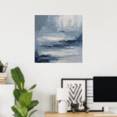 Calm Horizons – Abstract blauw en grijs getexturee Poster (Thuiskantoor)