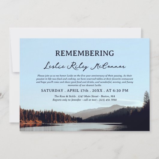 Calm Mountain Lake Remembering Death Jubileum Kaart (Voorkant)