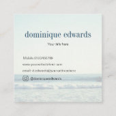 Calm Ocean Wave Beach Scene Modern Monogram Vierkante Visitekaartje (Achterkant)