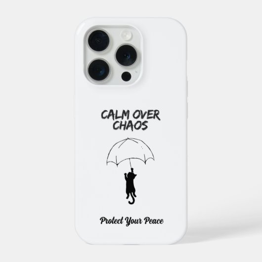 Calm Over Chaos – Editable Quote Cat iPhone Case (Verso)