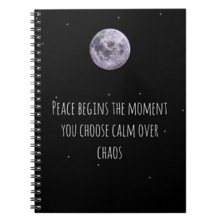 Calm Over Chaos Moon Notebook– Peace Quote Journal