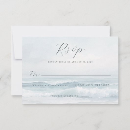 Calm Pastel Beach Waves RSVP Kaartje (Voorkant)