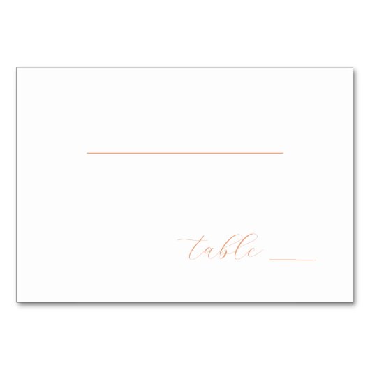 Calm Peach Minimalist Table Sign Kaart (Voorkant)