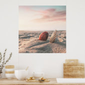 Calm Sand Beach Zee Shell Ocean Photography Poster (Keuken)