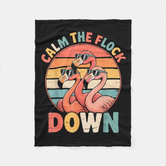 Calm The Flock Down Flamingo Fleece Deken (Voorkant)