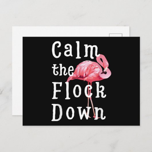 Calm The Flock Down Flamingo Girl |Funny Flamingo Aankondigingskaart (Voorkant / Achterkant)