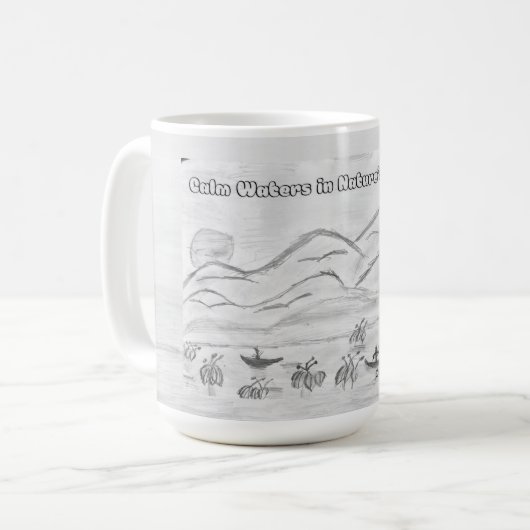 'Calm Waters in Nature's Embrace' Mug (Devant gauche)