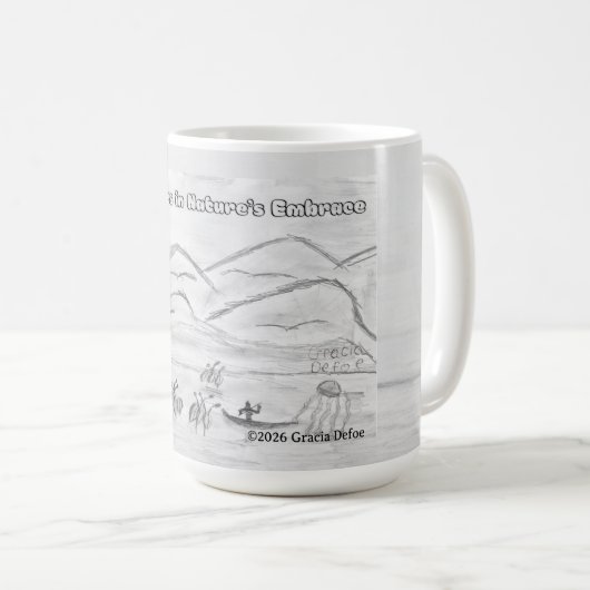 'Calm Waters in Nature's Embrace' Mug Koffiemok (Voorkant rechts)