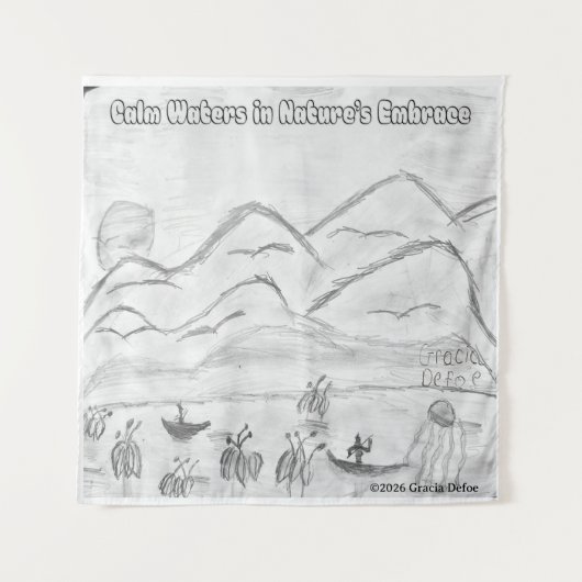 'Calm Waters in  Nature's Embrace' Tapestry Wandkleed (Voorkant)