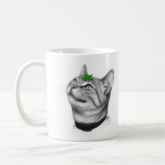 Calm White Minimal Cat Leaf Aesthetic Drawing pfp Koffiemok