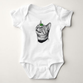 Calm White Minimal Cat Leaf Aesthetic Drawing pfp Romper