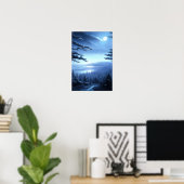 Calm Winter Night in het bos Poster (Thuiskantoor)