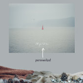 Calm winter zee en rood vuurtoren poster