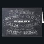 Calme   Cosy Joyeux Noël Chalkboard Calligraphie<br><div class="desc">Cela a été une année inhabituellement remplie de stress pour nous tous et Noël nous parle toujours de : maison, famille, calme, amour, nourriture réconfortante, films, musique et traditions. Assurons-nous de vraiment reconnaître ces cadeaux spéciaux et de les garder proches. Il y a aussi un arrière - plan noir (pas...</div>