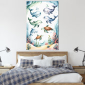 Calming Gentle Ocean Nursery Wall Art Canvas Afdruk (Insitu (Slaapkamer))