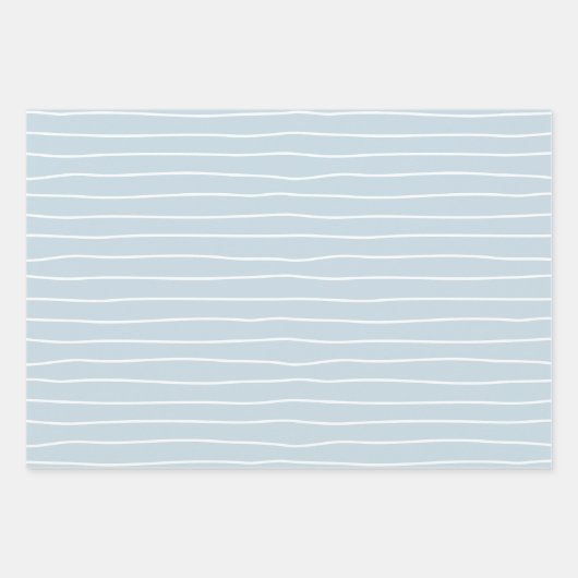 Calming Pastel Blue Ocean Waves Geometric Linear Inpakpapier Vel (Voorkant)