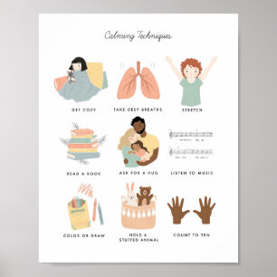 Calming Technieken vinden emoties Classroom Art Poster