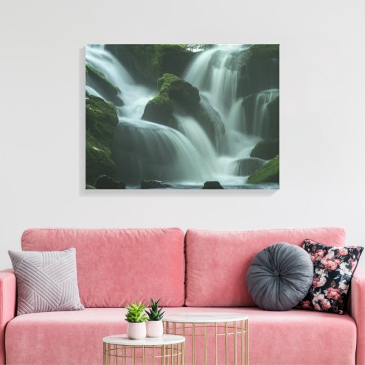 Calming waterval canvas afdruk (Insitu (Woonkamer))