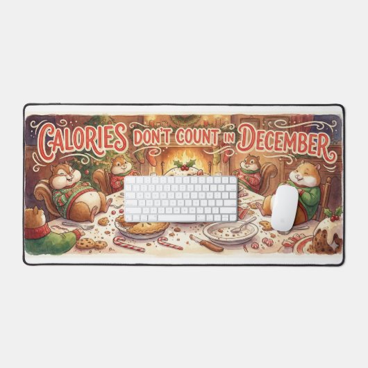 “Calories Don’t Count in December” Office Desk Mat (Keyboard & Muis)