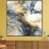 Calques de marbre bleu or – Art mural fluide abstr (Insitu(Salon))