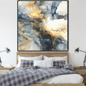 Calques de marbre bleu or – Art mural fluide abstr (Insitu(Chambre))