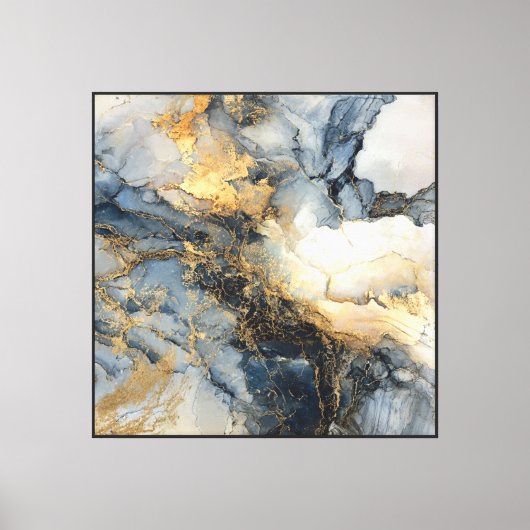 Calques de marbre bleu or – Art mural fluide abstr (Recto)