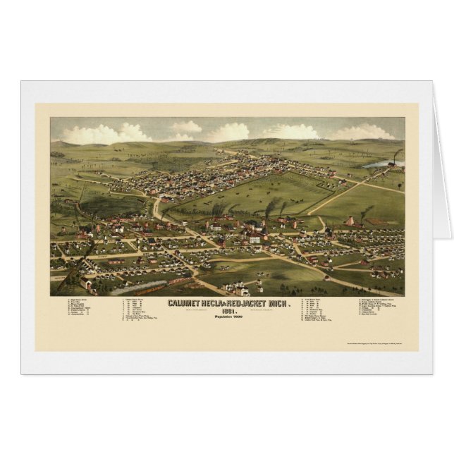 Calumet and Red Jacket, MI Panoramic Map - 1881 (Voorkant Horizontaal)