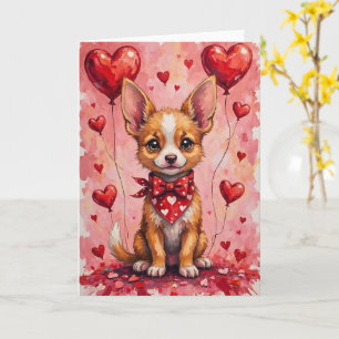 Calupoh Valentijnshond Zit met Hartjes Rood Kaart