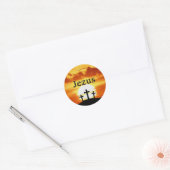 Calvariate Sunrise Jezus Ronde Sticker (Envelop)