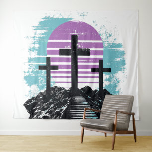 Calvarie Golgotha het is voltooid Moderne Christen Wandkleed