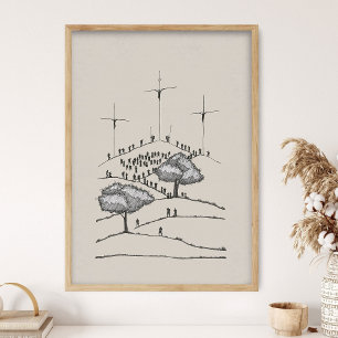 Calvarie, Oude Vervallen Kruis, Kruisiging, Jezus Poster