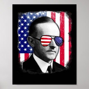 Calvin Coolidge Amerikaanse vlag 4 juli Poster