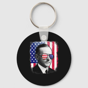 Calvin Coolidge Amerikaanse vlag op 4 juli Sleutelhanger