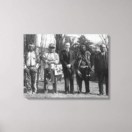 Calvin Coolidge met Osage Indians Foto Canvas Afdruk (Voorkant)