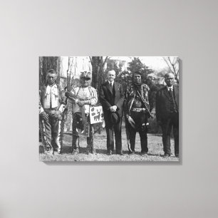 Calvin Coolidge met Osage Indians Foto Canvas Afdruk