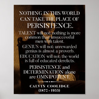 Calvin Coolidge "Persistentie" Citaat 1 Poster