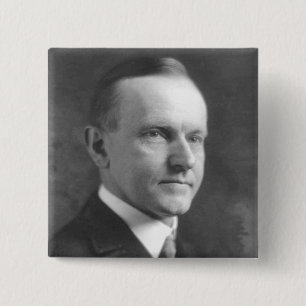 Calvin Coolidge Vierkante Button 5,1 Cm