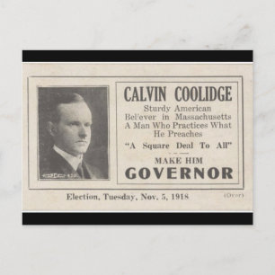 Calvin Coolidge voor gouverneur Briefkaart