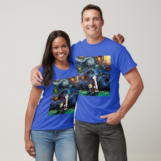 calvin hobbes starry night t-shirt (Unisex)