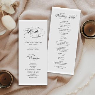 Calygraphie élégante programme de mariage moderne