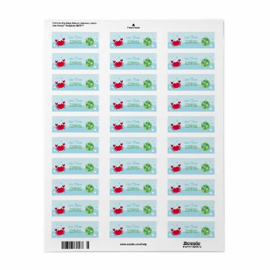 Calypso Zee Creature Ocean Adresetiketten Etiket (Full Sheet)
